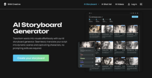 creenshot of Shai interface showing storyboard creation from script