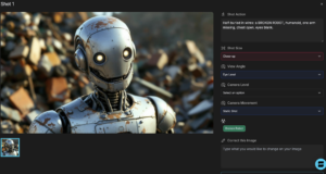 AI storyboard image editor in Shai showing prompt adjustments and visual refinements