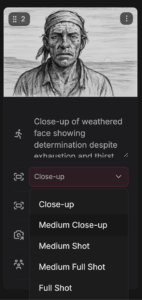 Storyboard examples from the ultimate templates list depicting desert survival movie sequence